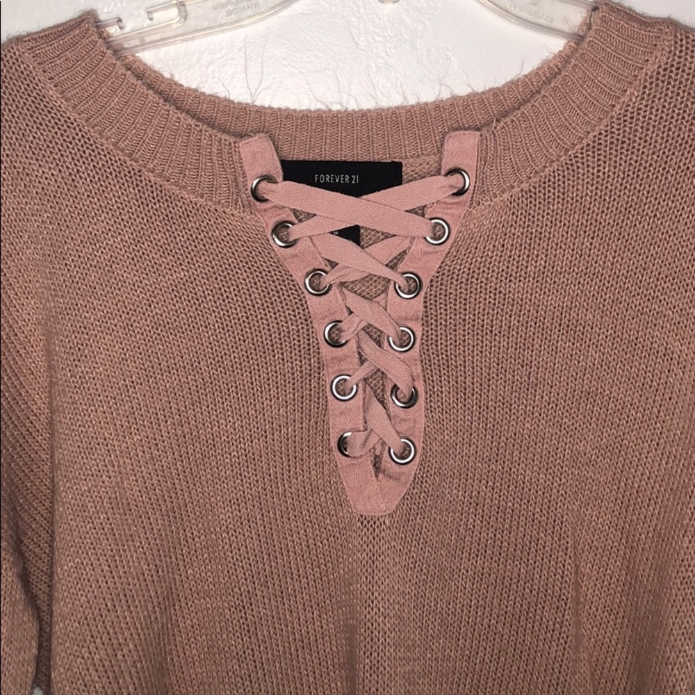 Soft Pink Cross Chest Sweater